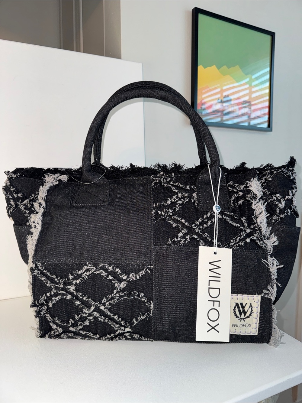 Wild Fox Weekender Overnight Tote Frayed Distressed